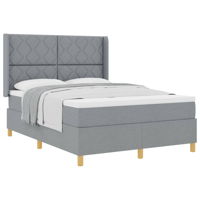 Pat cu arcuri cu headboard Gri deschis 140 x 200 cm țesătură WALTI