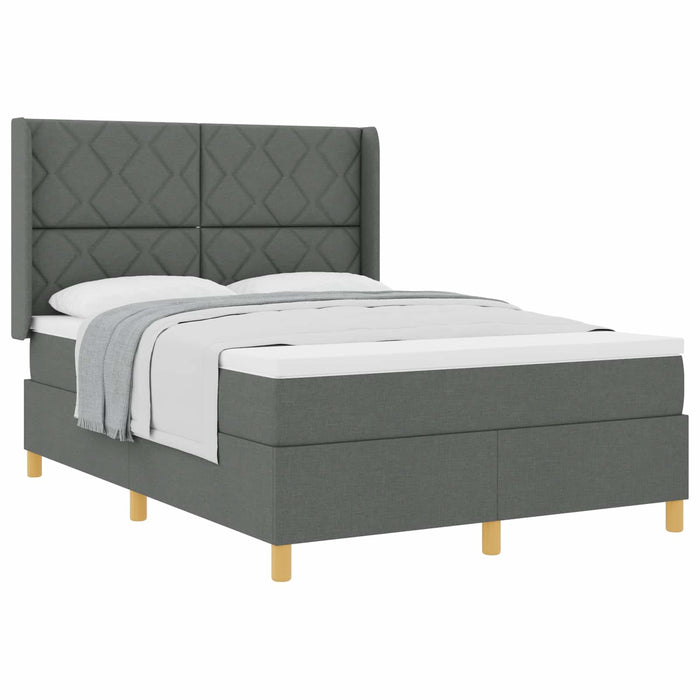 Pat cu arcuri cu headboard Gri închis 140 x 200 cm țesătură WALTI