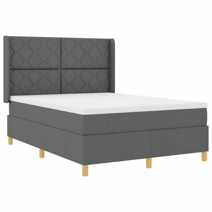 Pat cu arcuri cu headboard Gri închis 140 x 200 cm țesătură WALTI