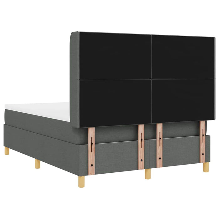 Pat cu arcuri cu headboard Gri închis 140 x 200 cm țesătură WALTI