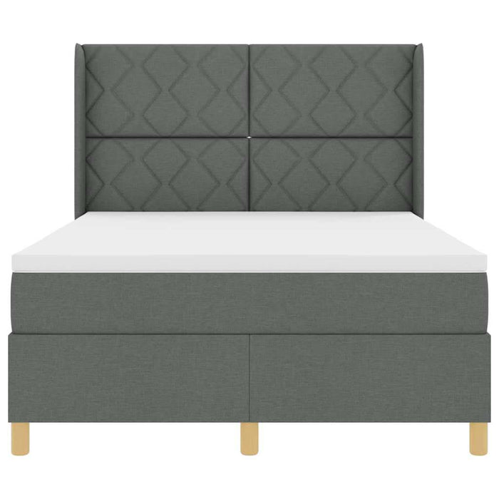 Pat cu arcuri cu headboard Gri închis 140 x 200 cm țesătură WALTI