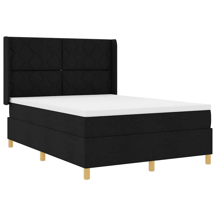 Pat cu arcuri cu headboard Negru 140 x 200 cm țesătură WALTI