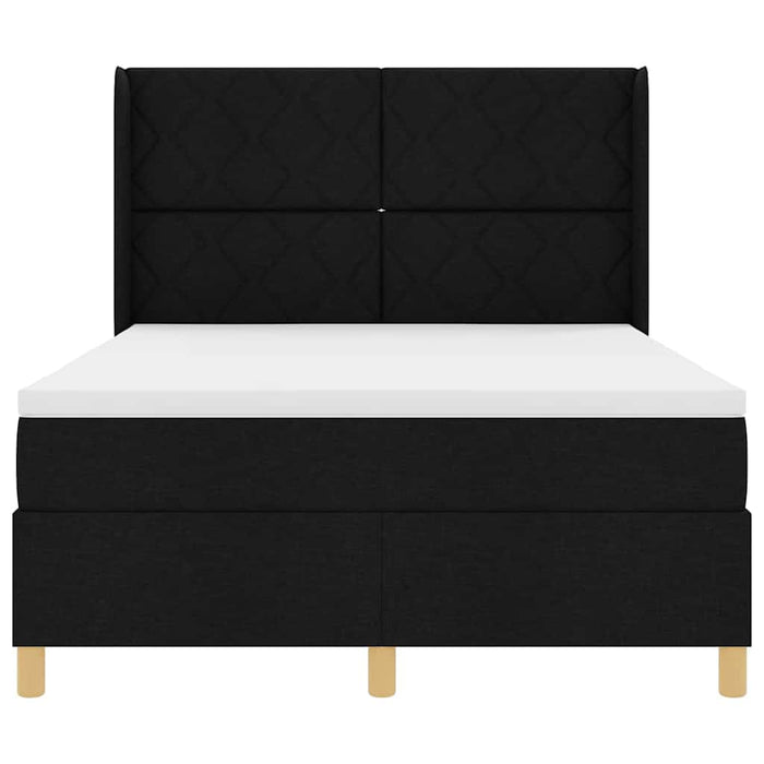 Pat cu arcuri cu headboard Negru 140 x 200 cm țesătură WALTI