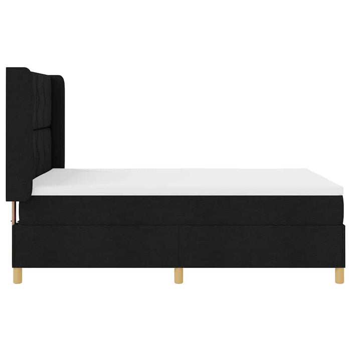 Pat cu arcuri cu headboard Negru 140 x 200 cm țesătură WALTI