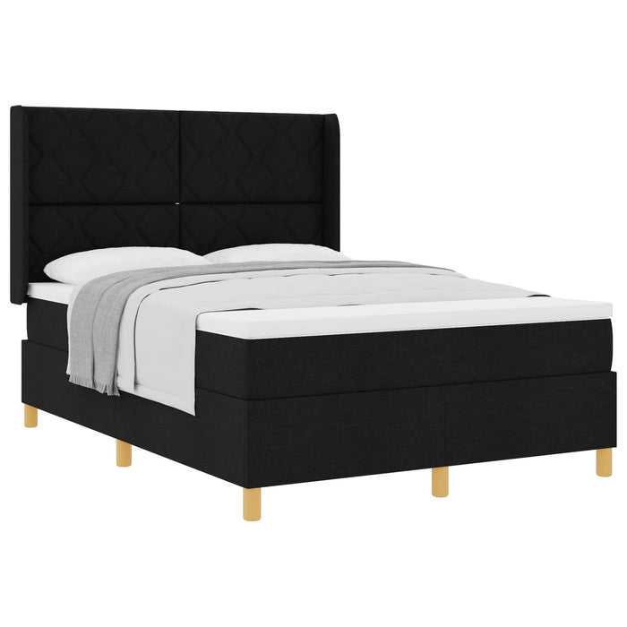 Pat cu arcuri cu headboard Negru 160 x 200 cm țesătură - WALTI WALTI