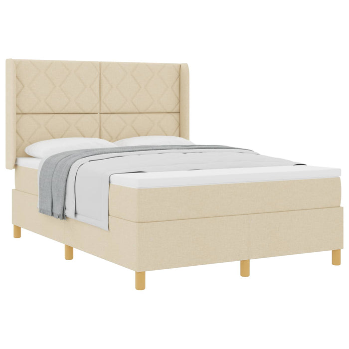 Pat cu arcuri cu headboard Crem 160 x 200 cm țesătură WALTI