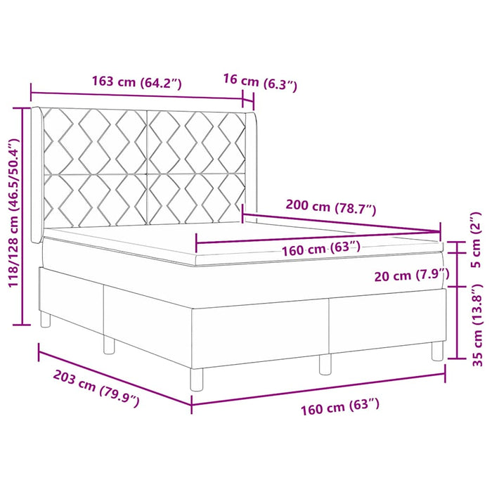 Pat cu arcuri cu headboard Crem 160 x 200 cm țesătură WALTI