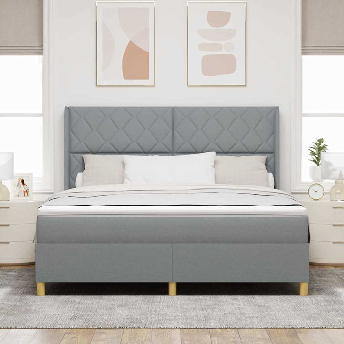 Pat cu arcuri cu headboard Gri deschis 180 x 200 cm țesătură WALTI