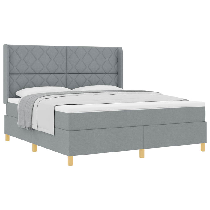 Pat cu arcuri cu headboard Gri deschis 180 x 200 cm țesătură WALTI