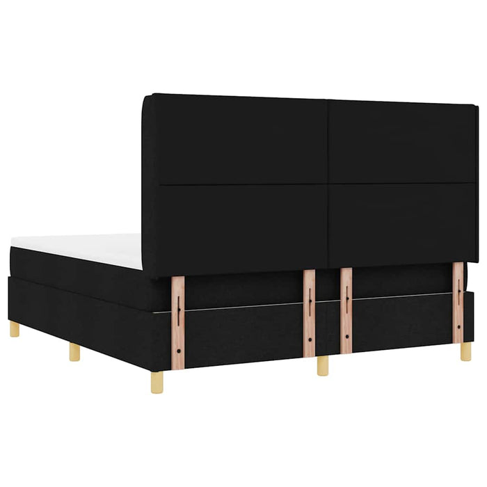 Pat cu arcuri cu headboard Negru 180 x 200 cm țesătură WALTI