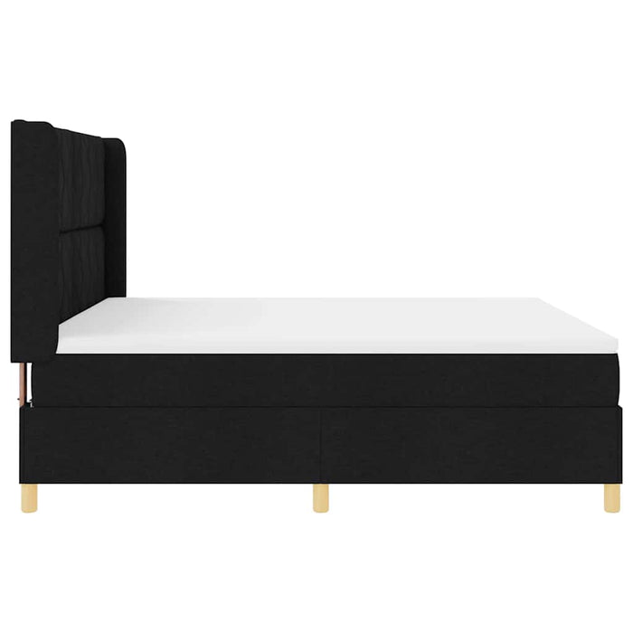 Pat cu arcuri cu headboard Negru 180 x 200 cm țesătură WALTI