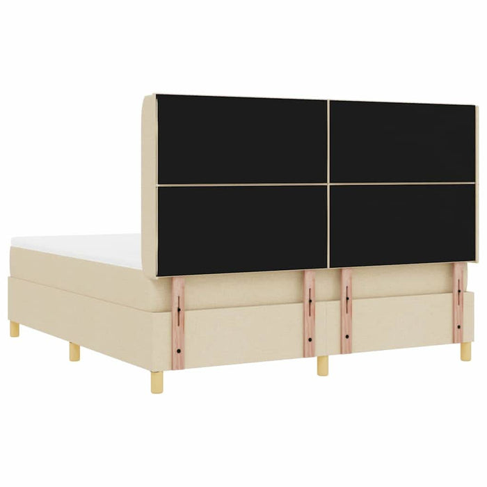 Pat cu arcuri cu headboard Crem 180 x 200 cm țesătură WALTI