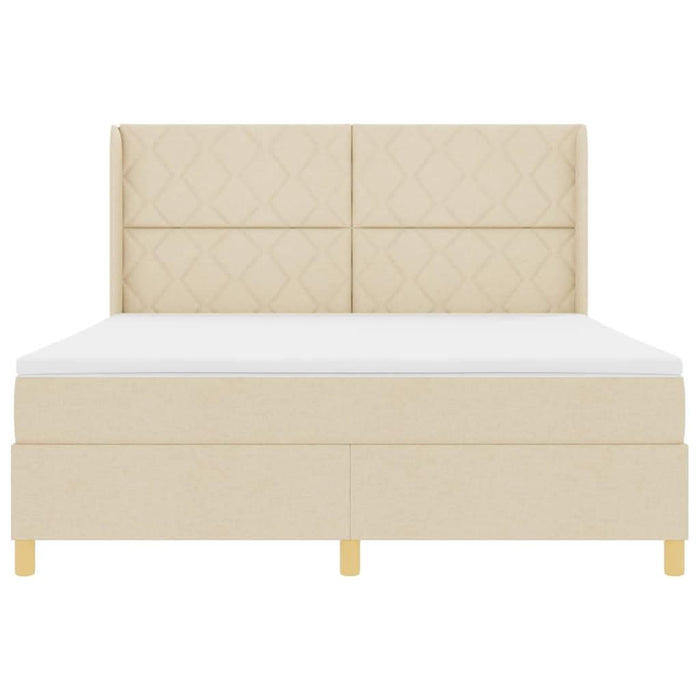 Pat cu arcuri cu headboard Crem 180 x 200 cm țesătură WALTI