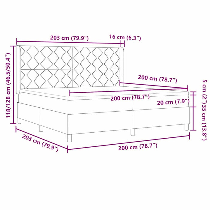 Pat cu arcuri cu saltea Gri deschis 200 x 200 cm țesătură - WALTI WALTI