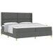 Pat cu arcuri cu headboard Gri închis 200 x 200 cm țesătură - WALTI WALTI