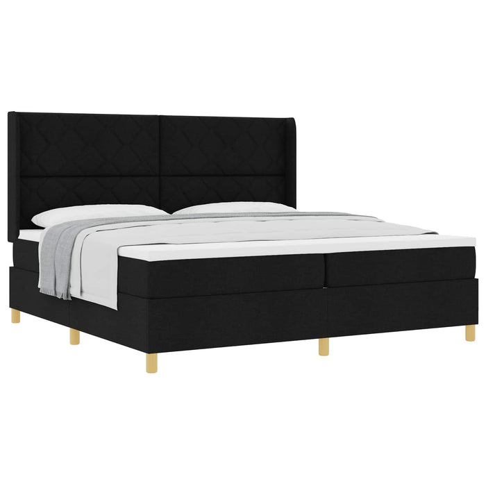 Pat cu arcuri cu saltea Negru 200 x 200 cm țesătură - WALTI WALTI