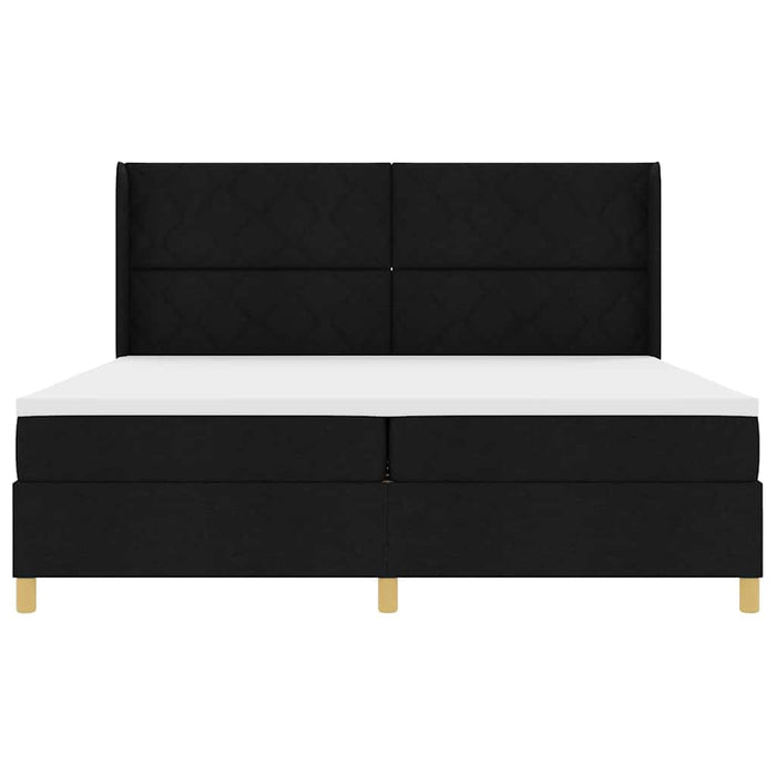 Pat cu arcuri cu saltea Negru 200 x 200 cm țesătură - WALTI WALTI