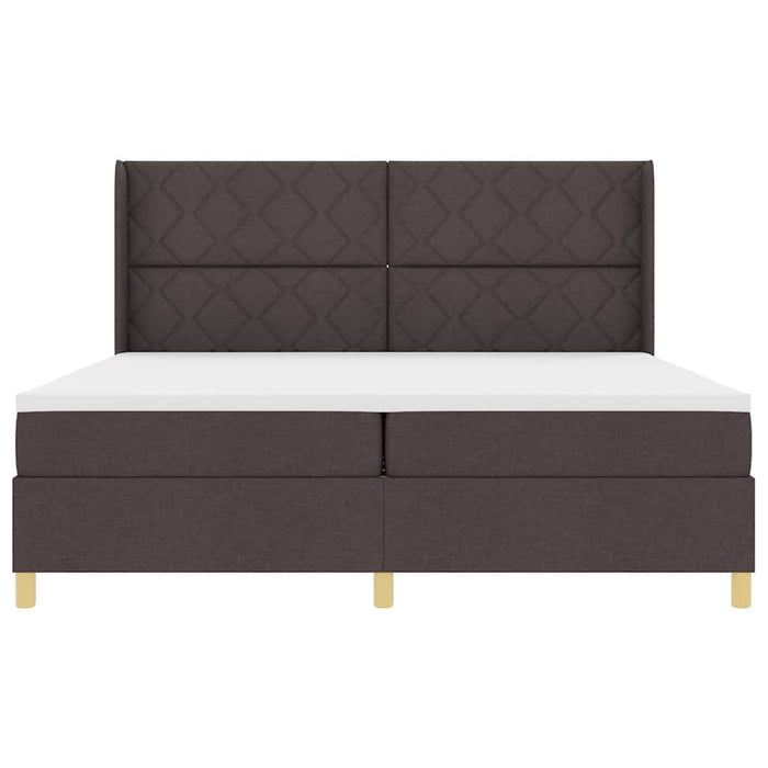 Pat cu arcuri cu saltea Maro închis 200 x 200 cm țesătură - WALTI WALTI
