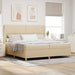 Pat cu arcuri cu saltea cu headboard Crem 200 x 200 cm țesătură - WALTI WALTI