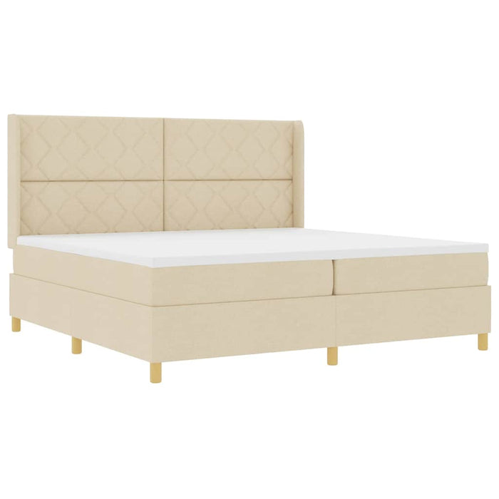Pat cu arcuri cu saltea cu headboard Crem 200 x 200 cm țesătură - WALTI WALTI