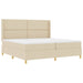 Pat cu arcuri cu saltea cu headboard Crem 200 x 200 cm țesătură - WALTI WALTI