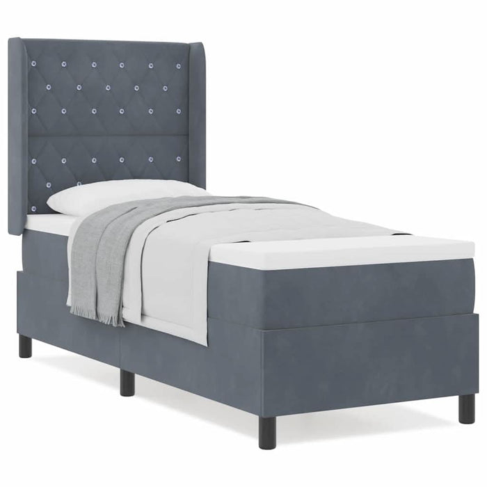 Pat cu arcuri cu headboard Gri închis 80 x 200 cm Catifea - WALTI WALTI