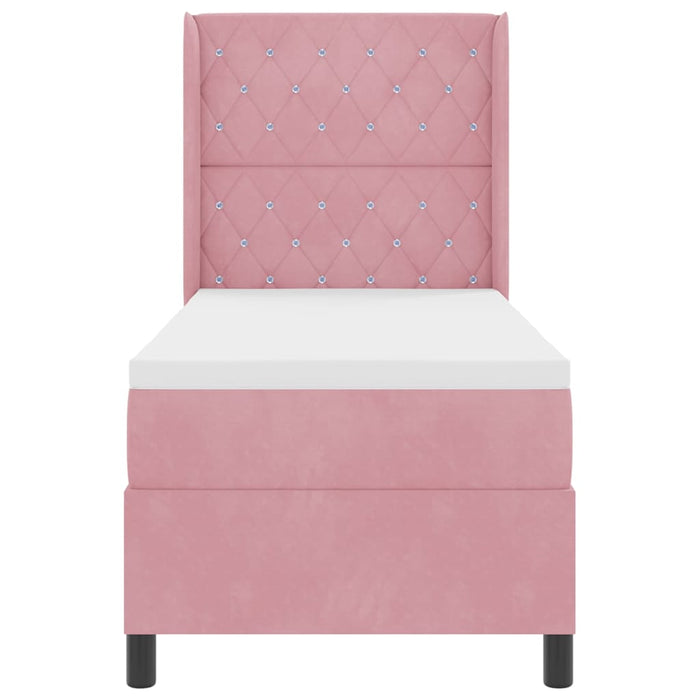 Pat cu arcuri cu saltea cu headboard Roz 80 x 200 cm Catifea - WALTI WALTI