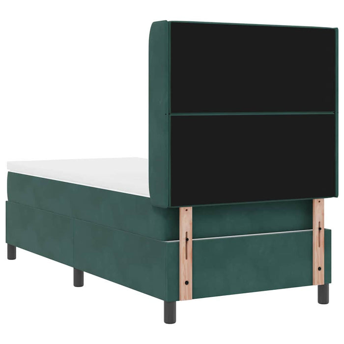 Pat cu arcuri cu saltea Verde închis 90 x 190 cm Catifea WALTI