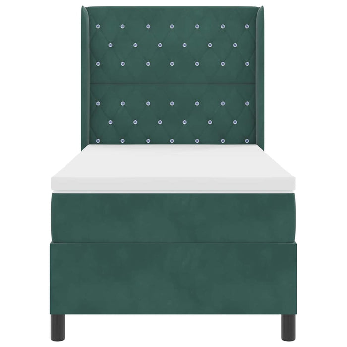 Pat cu arcuri cu saltea Verde închis 90 x 190 cm Catifea WALTI