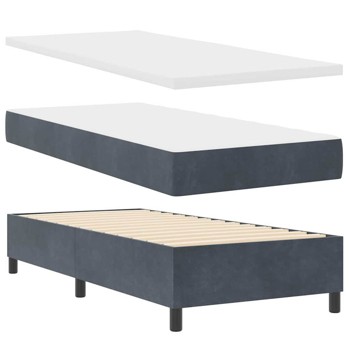 Pat cu arcuri cu saltea Gri închis 100 x 200 cm Catifea - WALTI WALTI