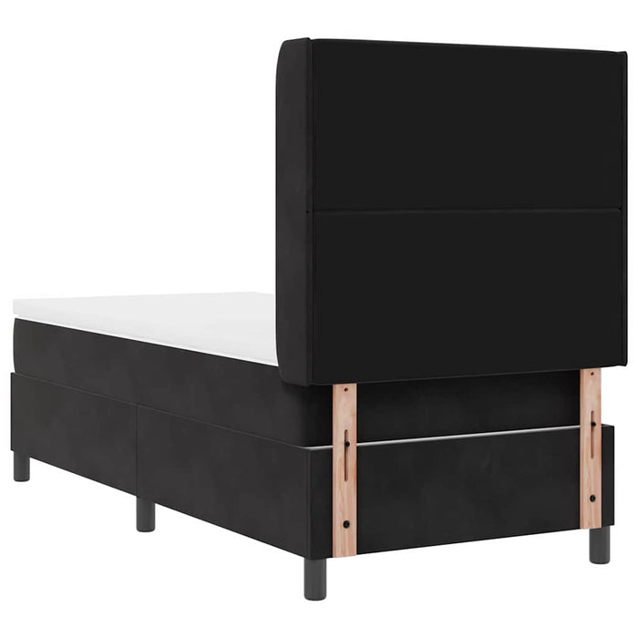 Pat cu arcuri cu saltea cu headboard Negru 100 x 200 cm Catifea WALTI