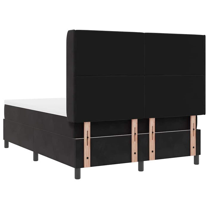 Pat cu arcuri cu saltea cu headboard Negru 140 x 200 cm Catifea WALTI