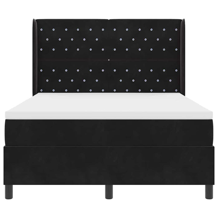 Pat cu arcuri cu saltea cu headboard Negru 140 x 200 cm Catifea WALTI
