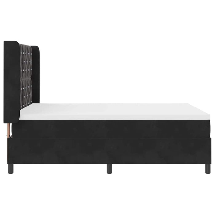 Pat cu arcuri cu saltea cu headboard Negru 140 x 200 cm Catifea WALTI