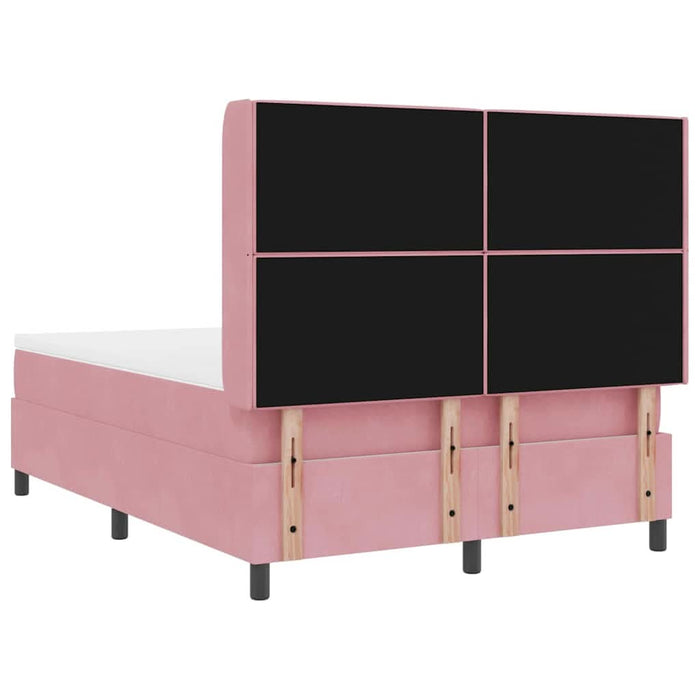 Pat cu arcuri cu saltea cu headboard Roz 140 x 200 cm Catifea WALTI