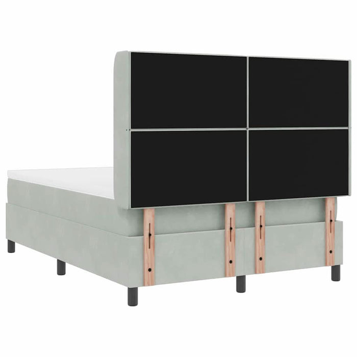 Pat cu arcuri cu headboard Gri deschis 160 x 200 cm Catifea - WALTI WALTI