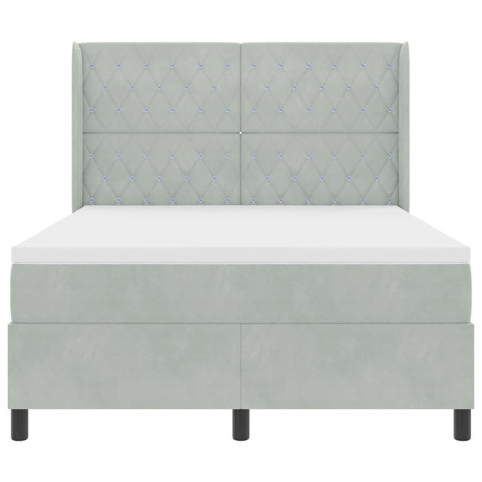 Pat cu arcuri cu headboard Gri deschis 160 x 200 cm Catifea - WALTI WALTI