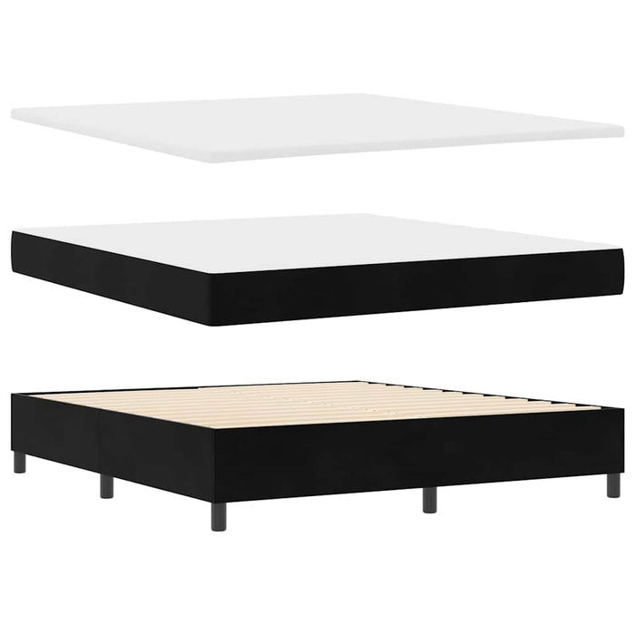 Pat cu arcuri cu saltea cu headboard Negru 180 x 200 cm Catifea WALTI