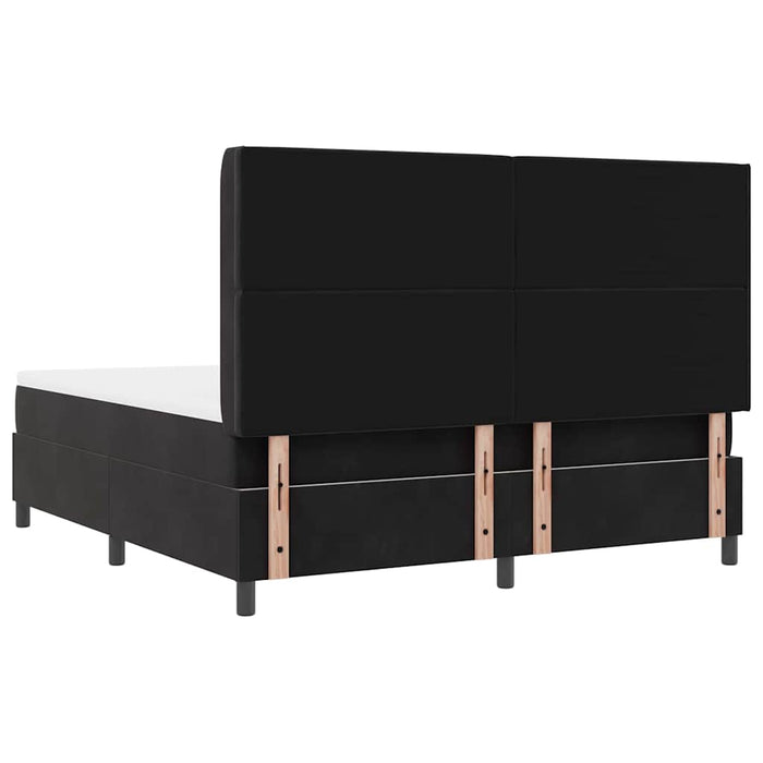Pat cu arcuri cu saltea cu headboard Negru 180 x 200 cm Catifea WALTI
