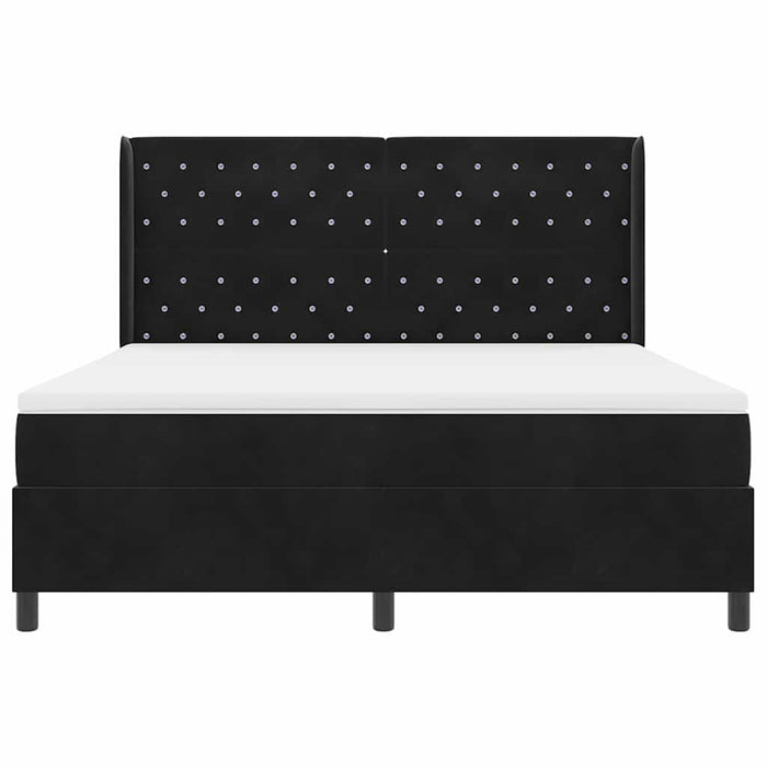 Pat cu arcuri cu saltea cu headboard Negru 180 x 200 cm Catifea WALTI