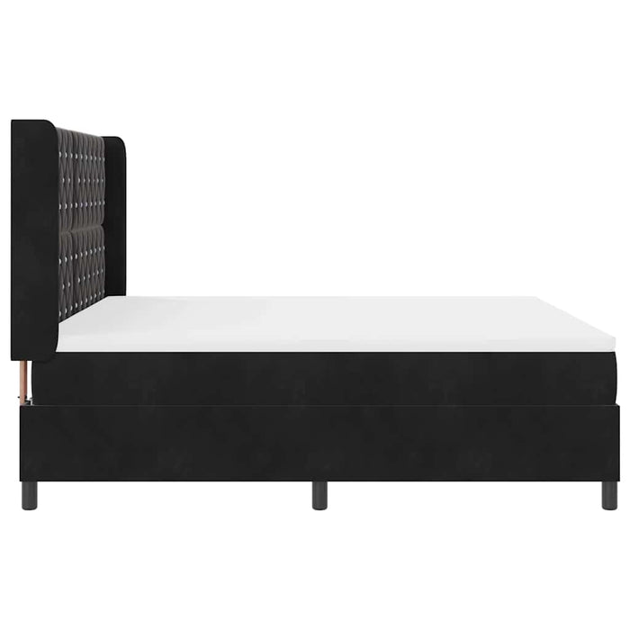 Pat cu arcuri cu saltea cu headboard Negru 180 x 200 cm Catifea WALTI
