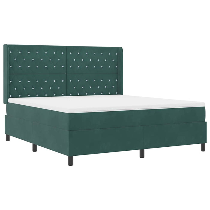 Pat cu arcuri cu saltea Verde închis 180 x 200 cm Catifea - WALTI WALTI