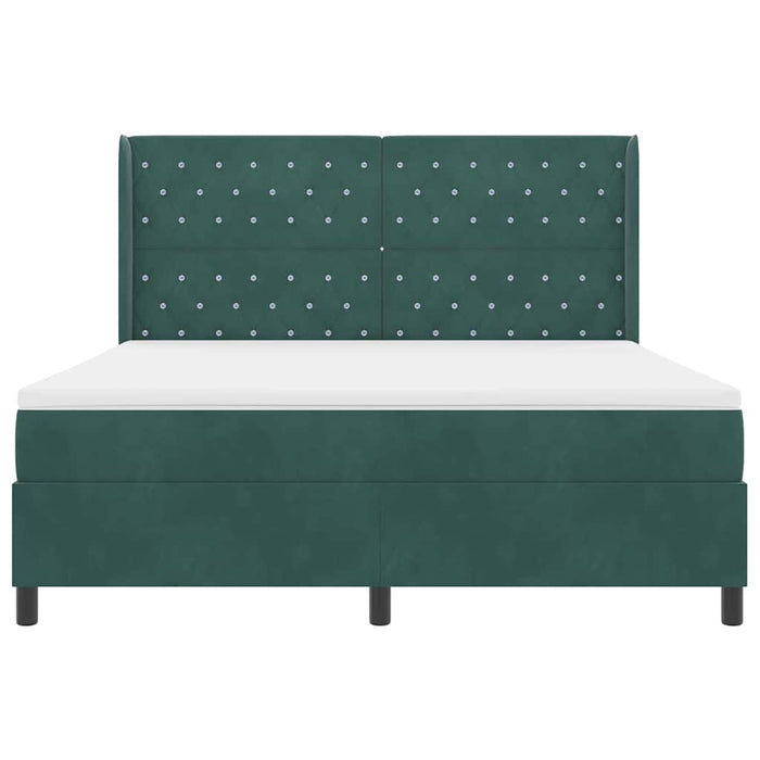 Pat cu arcuri cu saltea Verde închis 180 x 200 cm Catifea - WALTI WALTI