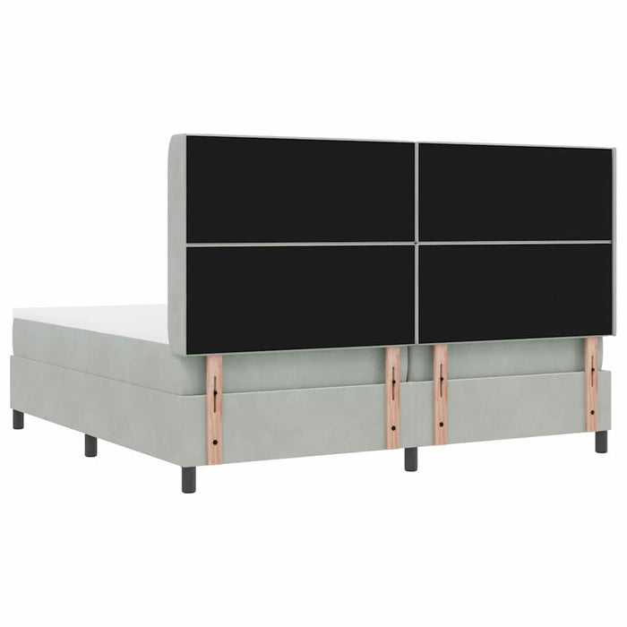 Pat cu arcuri cu headboard Gri deschis 200 x 200 cm Catifea - WALTI WALTI