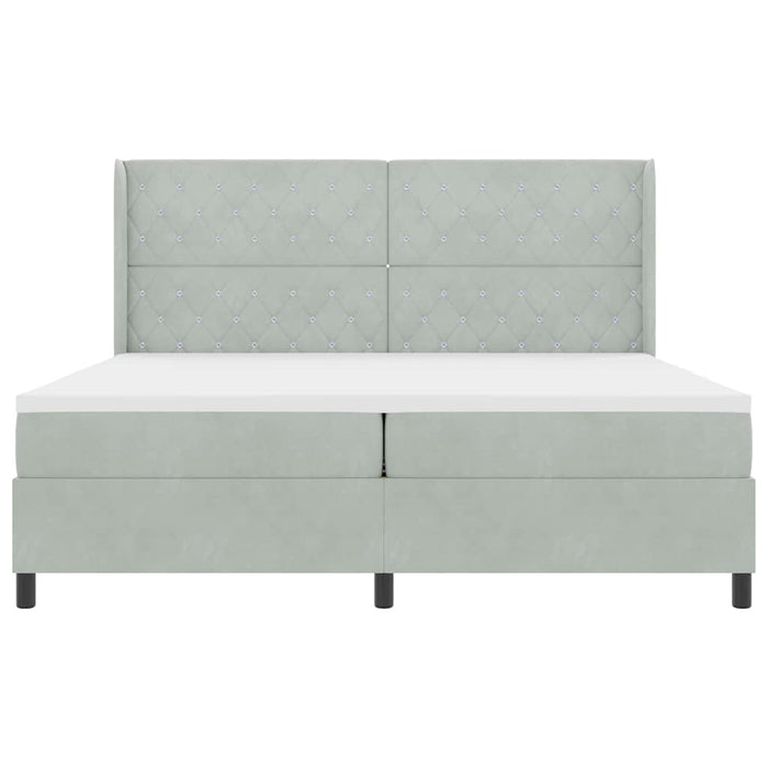 Pat cu arcuri cu headboard Gri deschis 200 x 200 cm Catifea - WALTI WALTI