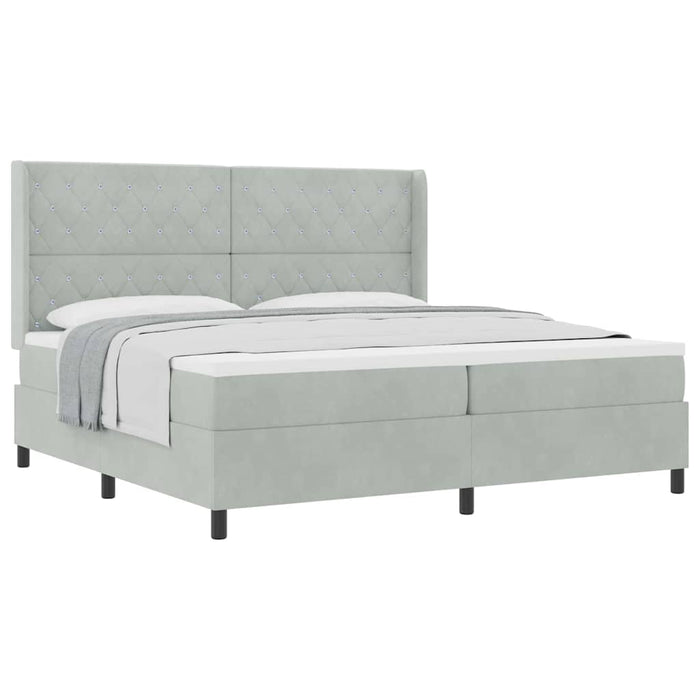 Pat cu arcuri cu headboard Gri deschis 200 x 200 cm Catifea - WALTI WALTI
