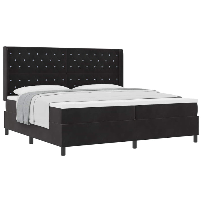 Pat cu arcuri cu saltea cu headboard Negru 200 x 200 cm Catifea - WALTI WALTI