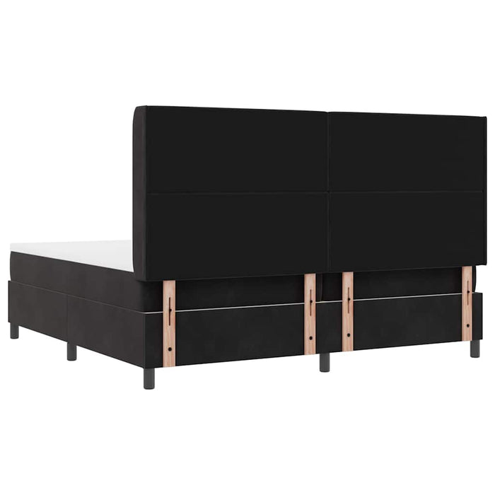 Pat cu arcuri cu saltea cu headboard Negru 200 x 200 cm Catifea - WALTI WALTI