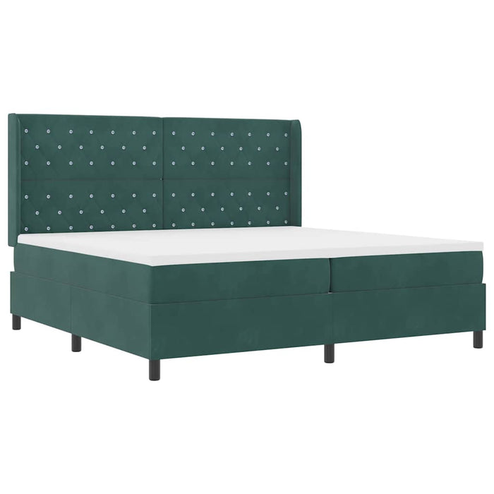 Pat cu arcuri cu saltea Verde închis 200 x 200 cm Catifea - WALTI WALTI
