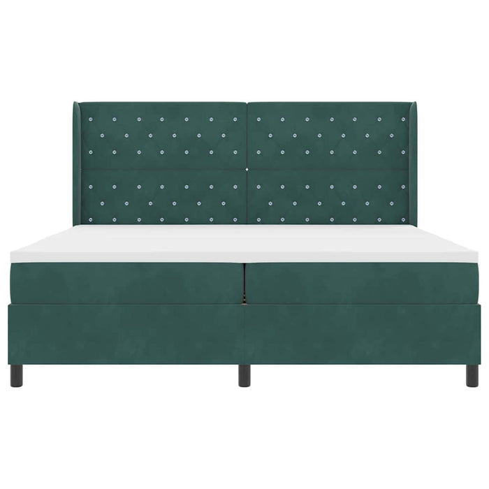 Pat cu arcuri cu saltea Verde închis 200 x 200 cm Catifea - WALTI WALTI
